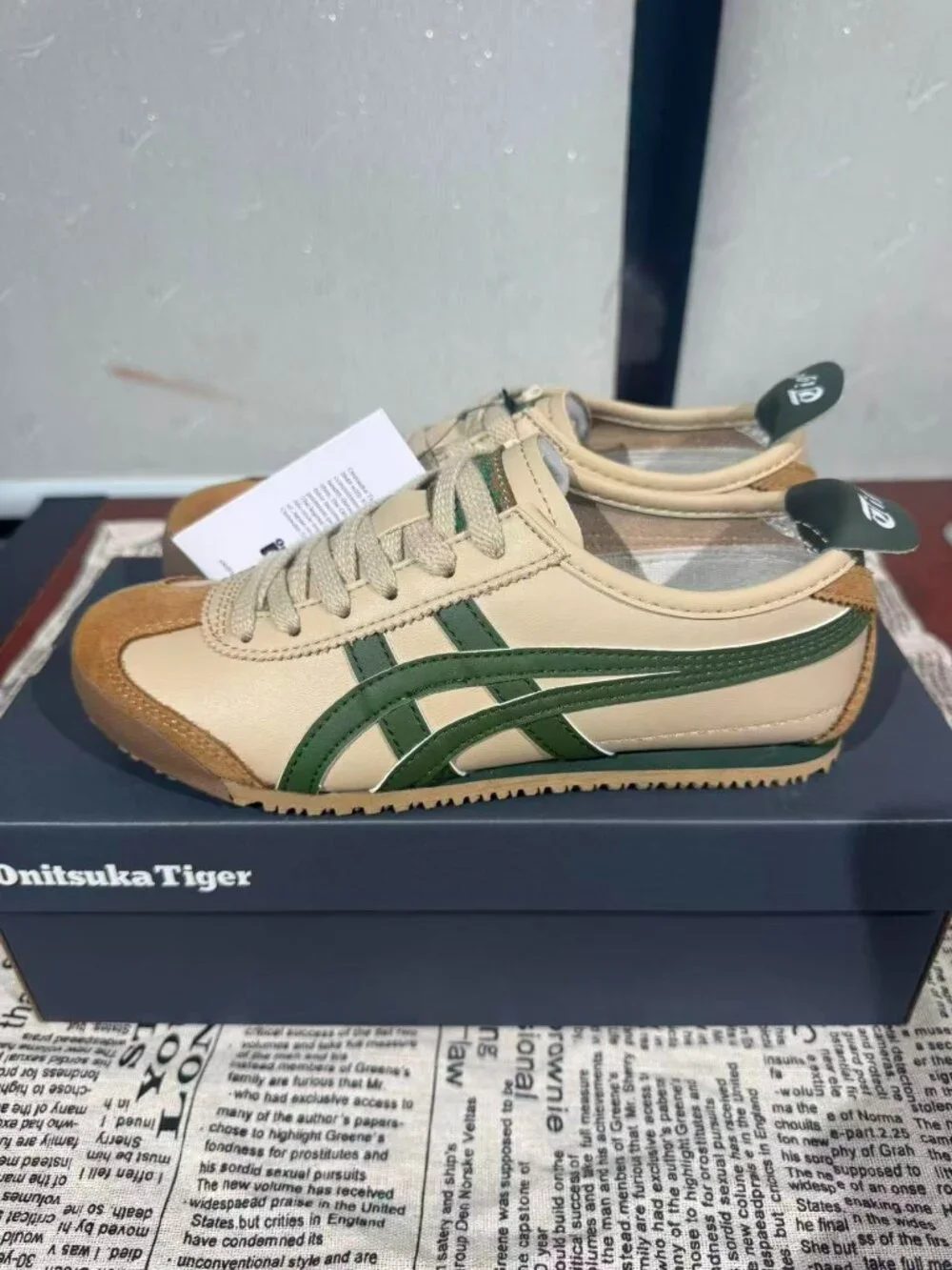 Onitsuka Tiger Beige Green Brown Low Top Sneakers